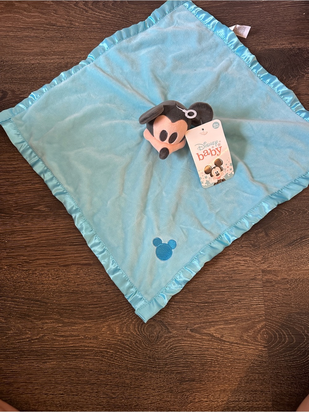 Disney Baby Mickey Mouse Blue Satin Security Blanket Lovey Lovie Stuffed NEW tag